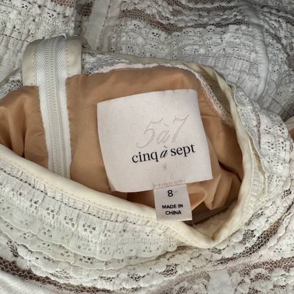 Cinq A Sept Elegant Cream and Brown Women's Dress Size 8. - Picture 11 of 16